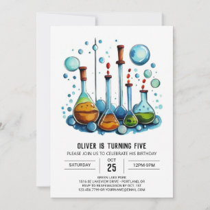Online Experiment Stollig Scientist Birthday Inbjudningar