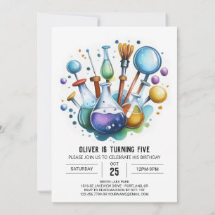Online Experiment Stollig Scientist Birthday Inbjudningar