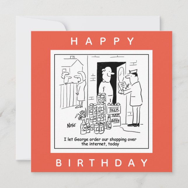 Online för öldryck som säljs för öl-Tecknad Kort (Framsida)