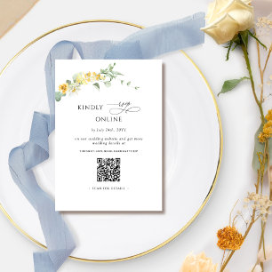 Online för OSA av Blommigt för elegant Gult, QR-ko Tilläggskort