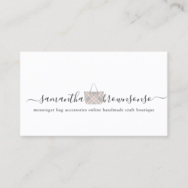 online för tillbehör till messenger bag handgjord visitkort (Framsida)