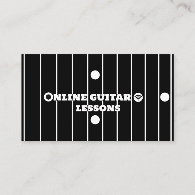 Online gitarrlektioner Internet Musiklärare Visitkort (Framsida)