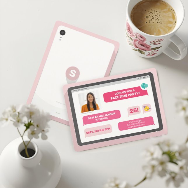 Online Group Video Chatta Tablet  Text Message Par Inbjudningar (Online Group Video Chat Tablet Text Message Party Invitation)