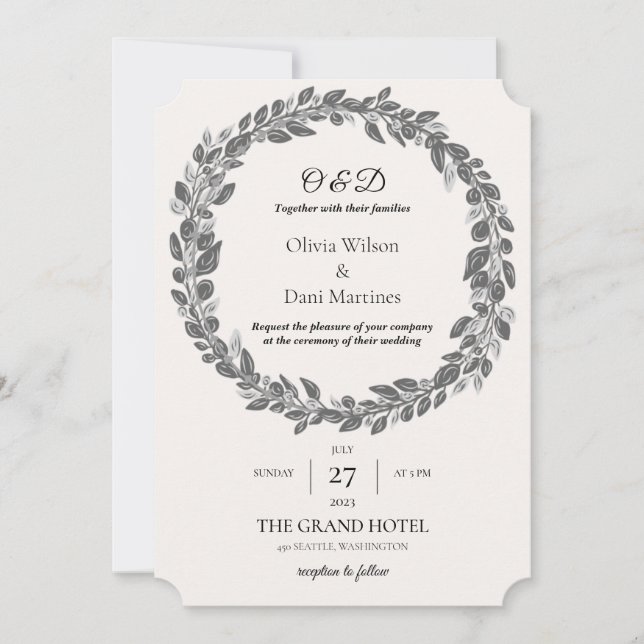 ONLINE-Monogram FÖR MALLAT WEDDING INVITATIONS Inbjudningar (Framsida)