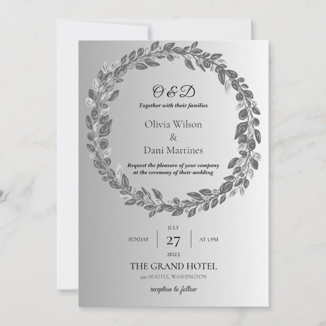 ONLINE-Monogram FÖR MALLAT WEDDING INVITATIONS Inbjudningar (Framsida)