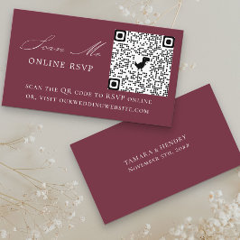 Online OSA QR Code Burgundy Bröllop webbplats Tilläggskort