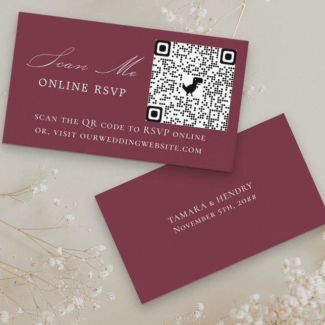Online OSA QR Code Burgundy Bröllop webbplats Tilläggskort (Skapare uppladdad)