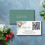 Online OSA QR-kod Winter Berries Bröllop webbplats Tilläggskort<br><div class="desc">Vinterbröllopets osa för online och/eller webbplatshöljet för bröllop med qr-kod med vattenfärgsdesign och kalligrafi för elegant. Mallen är redot för dig att lägga till webbplatstexten adress och personlig på framsidan och baksidan. Den här konstruktionen har vinterbär, holly, gräs och evergreen grey. Ett vackert val för ett vinterbröllop eller jul bröllop....</div>