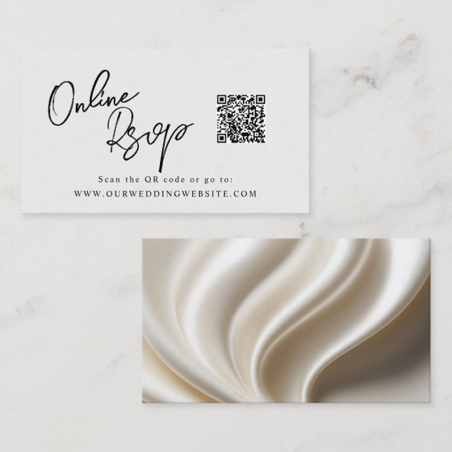 Online OSA QR Kodelfenbensvit satängwebbplats Visitkort (Fram/baksida)