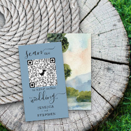 Online OSA QR-koden Sjö Evergreen Bröllop webbplat Tilläggskort