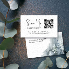 Online OSA QR-koden Snö Forest Winter Wedding Tilläggskort
