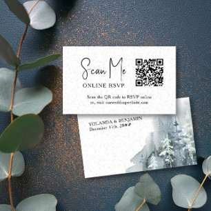 Online OSA QR-koden Snö Forest Winter Wedding Tilläggskort