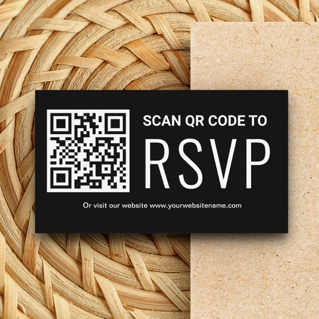 Online QR-kod OSA Bröllop Svartvit webbplats,  Tilläggskort (Skapare uppladdad)