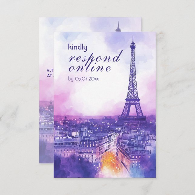 Online Reply Request Amour Éternel RSVP Card  Tilläggskort (Fram/baksida)