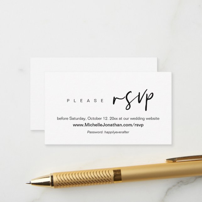 Online RSVP, Bröllopswebbplats, Lösenord, Modern Tilläggskort (Fram/Back In Situ)