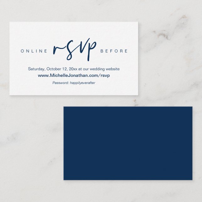 Online RSVP, Bröllopswebbplats, Lösenord, Påminnel Tilläggskort (Fram/baksida)