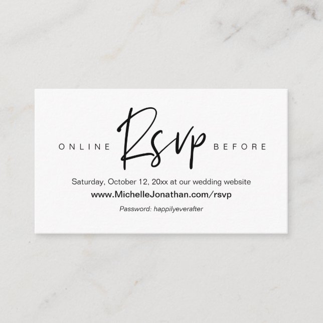 Online RSVP, Bröllopswebbplats, Lösenord, Påminnel Tilläggskort (Framsida)