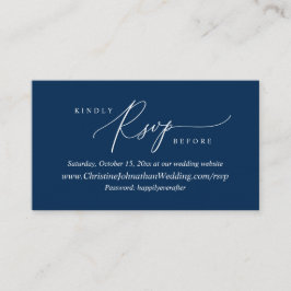 Online RSVP, Modern Enkel Navy Blue Script Omslag Tilläggskort