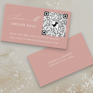 Online RSVP QR-kod Rose Guld Bröllopswebbplats Tilläggskort