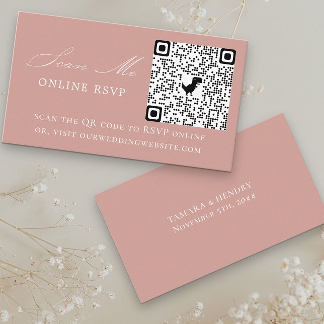 Online RSVP QR-kod Rose Guld Bröllopswebbplats Tilläggskort (Skapare uppladdad)