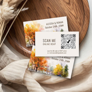 Online RSVP QR-kod Träig höstbröllopswebbplats Tilläggskort