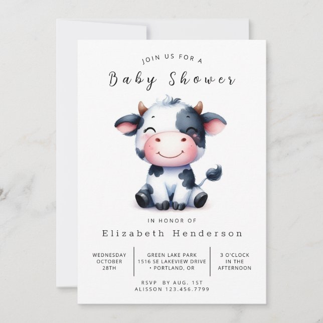 Online Rustic Barn Cow Baby Shower Inbjudningar (Framsida)