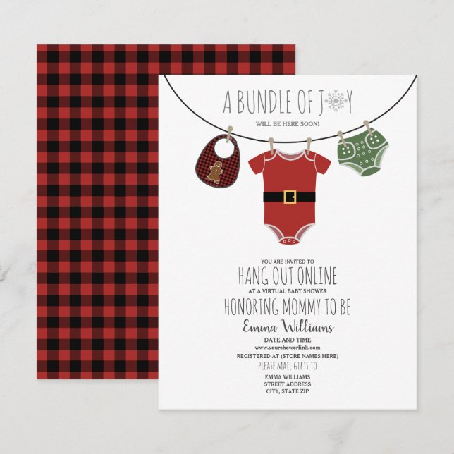 Online Santa Baby Shower Inbjudningar (Fram/baksida)