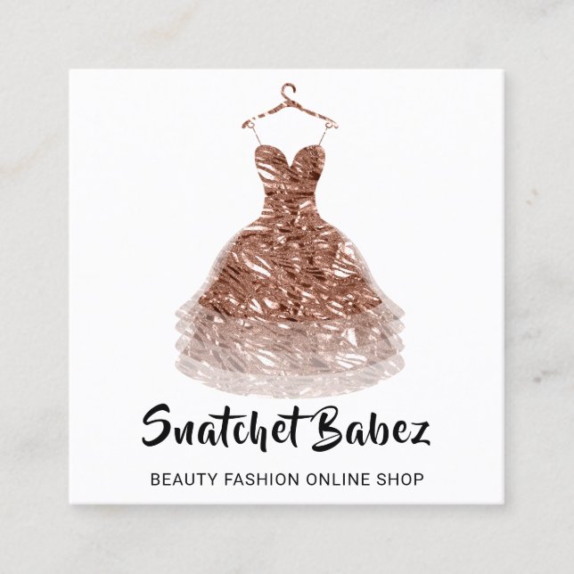 Online Shop Mode White Dress QR-kodLogotyp Fyrkantigt Visitkort (Framsida)