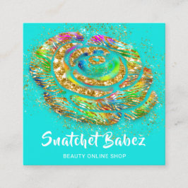 Online Shop Rosa Vatten Guld QR-Logotyp Fyrkantigt Visitkort