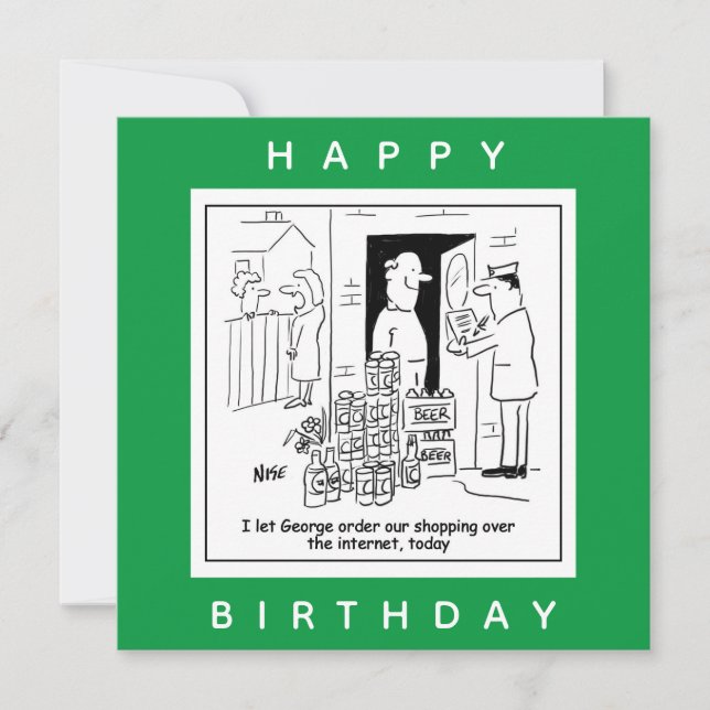 Online Shopping för öl-Tecknad Kort (Framsida)