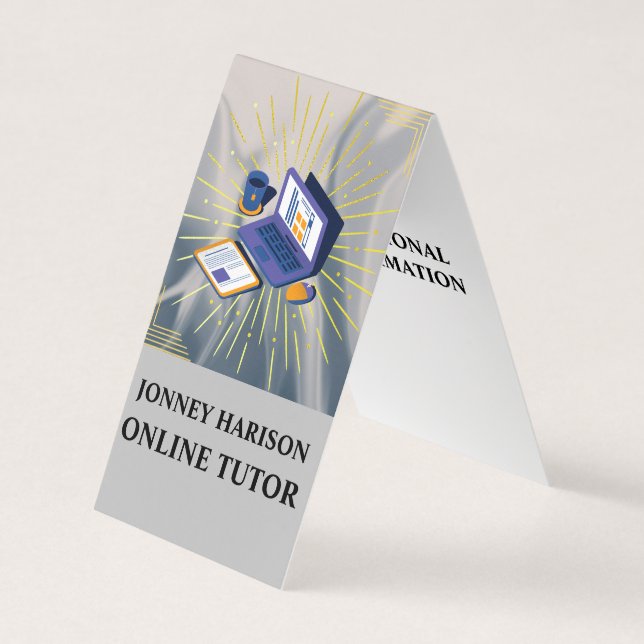 Online Tutor Educator Mentor Coach Silver Grått Visitkort (Framsida)