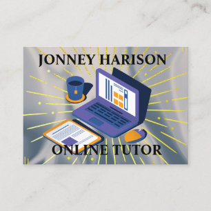 Online Tutor Educator Mentor Coach Silver Grått Visitkort