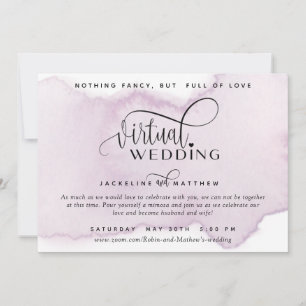 Online Virtuella Bröllop, Mauve Lavender Watercolo Spara Datumet