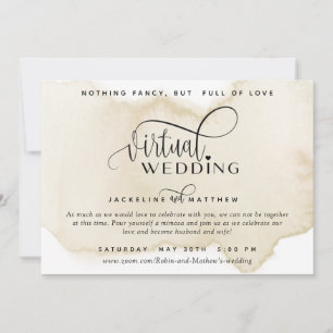 Online Virtuella Bröllop, Sand Tan Watercolor Spara Datumet