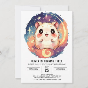 Online Watercolor Hamster Birthday Inbjudningar