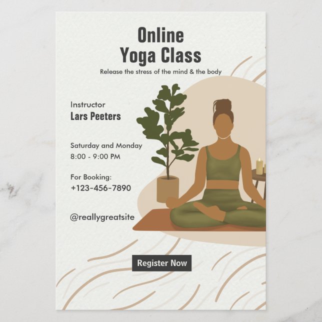 Online Yoga-klasser PR Flygblad (Framsidan)