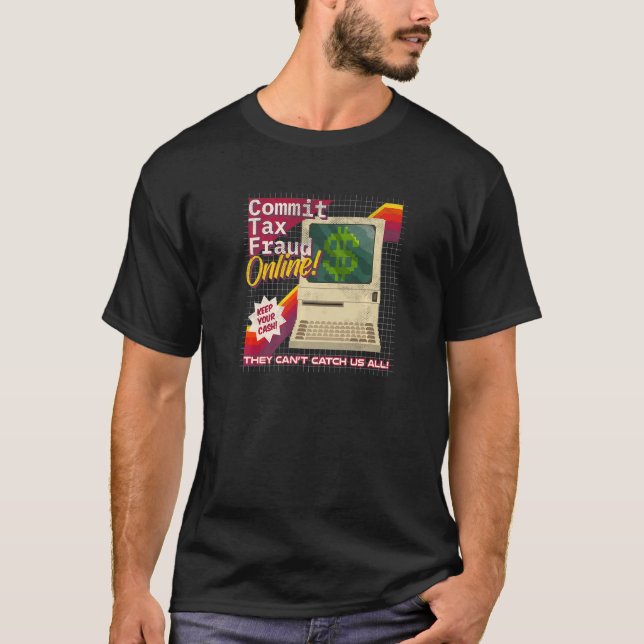 Onlinen Bedrägerier i moms har tryckts ned Retro V T Shirt (Framsida)