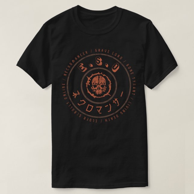 Onlinen för äldre Scrollsar Necromancer T Shirt (Design framsida)