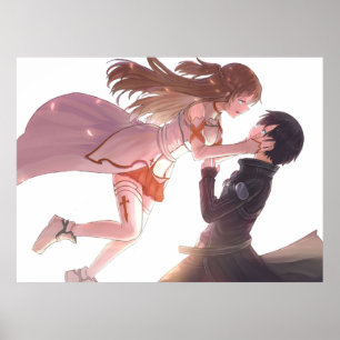 Onlinen för konsthandeln Asuna och Kirito kärlek Poster