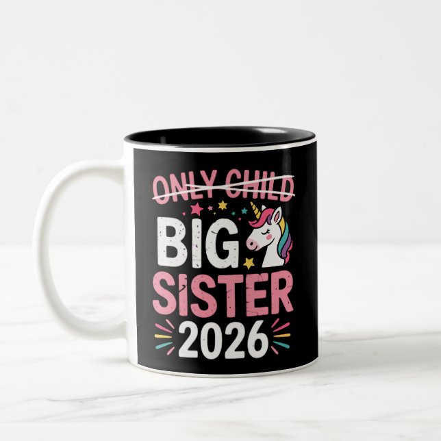 Only Child Crossed Out Big Sister 2026 Pregnancy  Två-Tonad Mugg (Vänster)