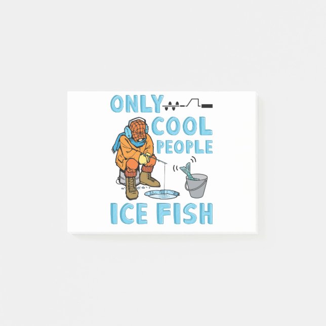 Only Cool People Ice Fish Funny Fishing Post-it Block (Framsida)