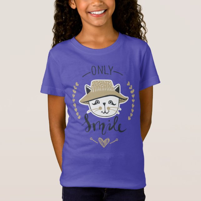 Only Smile Cute Cat T Shirt (Framsida)