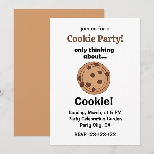 Only Thinking About Cookie Funny Food Party Inbjudningar (Fram/baksida)