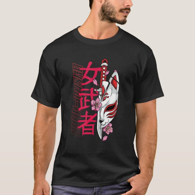 Onna musha Female Samurai Japanese Warrior Ronin B T Shirt (Framsida)
