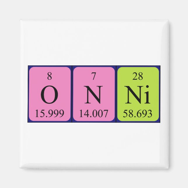 Onni periodiskt återkommande magnet bord namn (Framsidan)