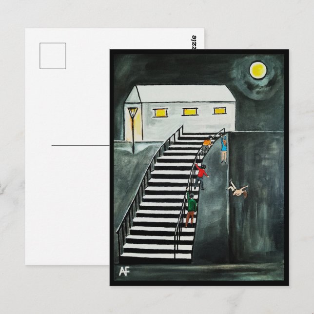 Onödiga steg målning av Alfred Fox Vykort (Fram/baksida)