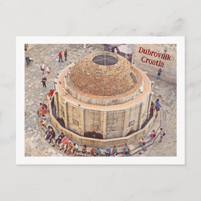 Onofrio-fontänen i den gamla staden Dubrovnik, Kro Vykort (Framsida)