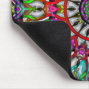 Onormal röd grönt färglös kaleidoskop mandala t musmatta
