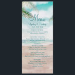 Öns Breeze Pawarden Beach Scene Bröllop Middag Meny<br><div class="desc">Ön Breeze Paweed Beach Scene, med Ocean Vågar, Sandy Beach och Handflatan Träd, med ett vackert teal blå himmel. Med Typsnitt för modern typografi. En tropisk sommarströ eller en målbröllopsdesign - Personlig Bröllop Dinner Reception Bord Decor Menus! ~ Kolla min butik för att se hela bröllop-svit för den här designen!...</div>