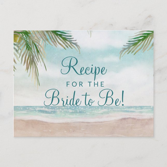 Öns Breeze Sandy Beach Bride to be Recept Card Meddelande Vykort (Framsida)